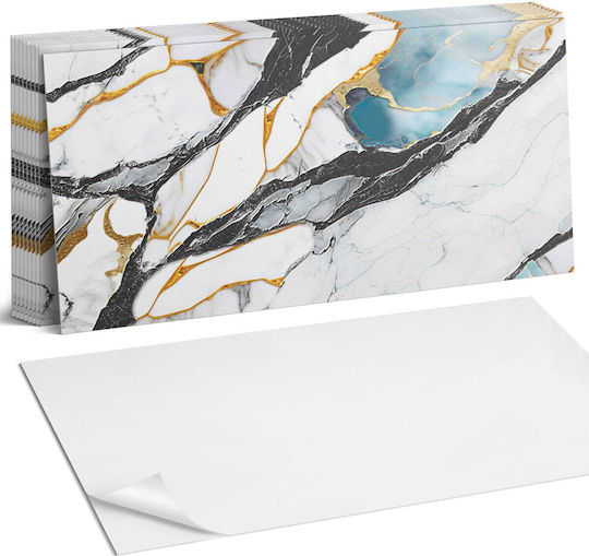 Vinyl Tile Set Kitchen Living Room Marble Vein Pattern 10x40x20 cm