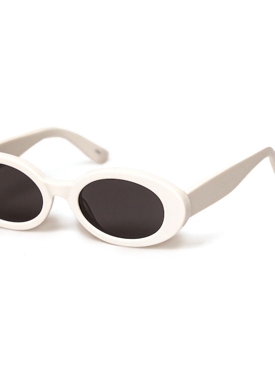 AV Sunglasses Coco Unisex Sunglasses With White Horn-Rimmed Frame And Brown Lens