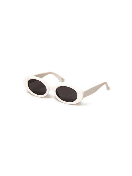 AV Sunglasses Coco Unisex Sunglasses With White Horn-Rimmed Frame And Brown Lens