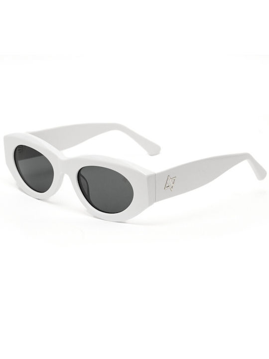 AV Sunglasses Lulu Unisex Ochelari De Soare Cu Ramă Din Plastic Albă Și Lentile Bej