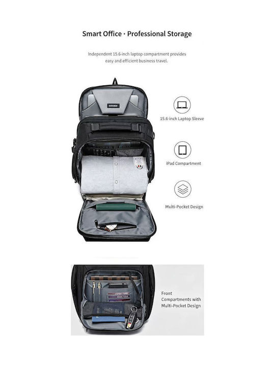 Ozuko Backpack Αδιάβροχο Μαύρο
