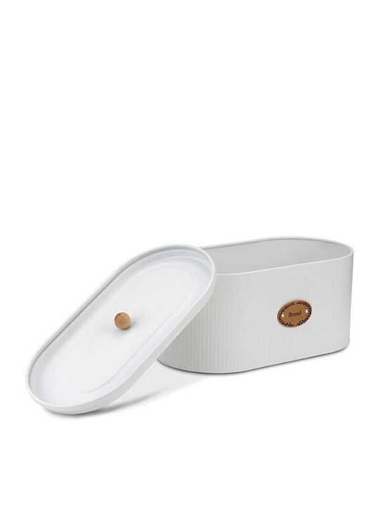 Nava Bread Box with Lid Metallic White