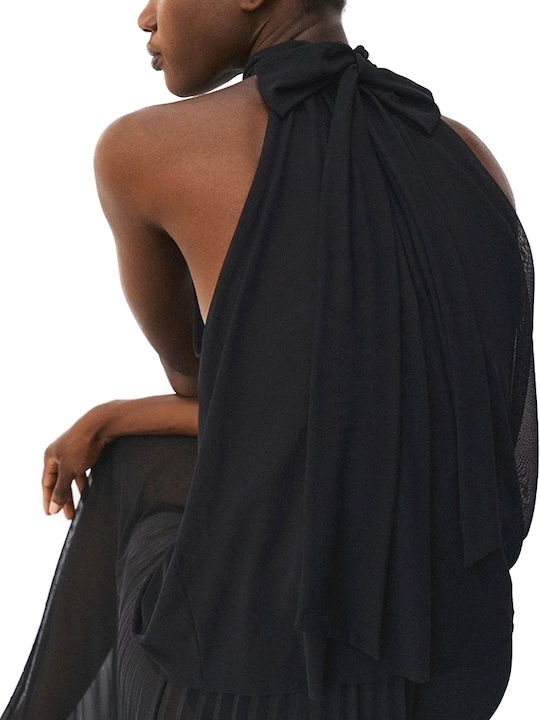Access Women's Sleeveless Blouse with Neck Tie Black
