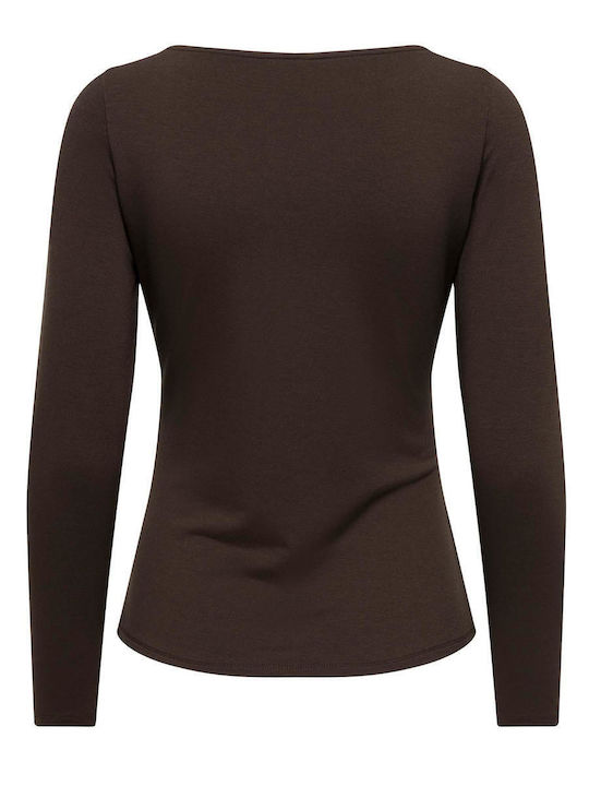 Only Women's Long Sleeve Brown Blouse