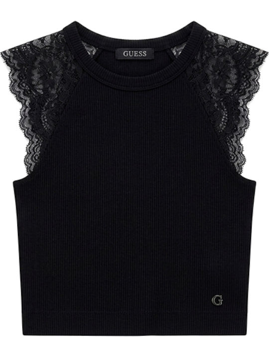 Damen Crop Top Ärmellos Schwarze