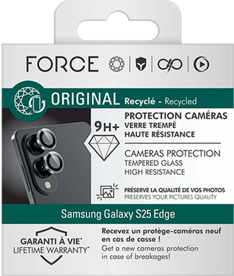 Force Glass Pack 2 Kameralinse Schutz Galaxy S25 Edge Gehärtetes Glas Transparent