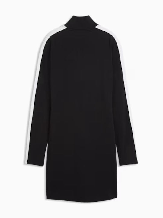 Rochie Mini Sport Mânecă Lungă Neagră