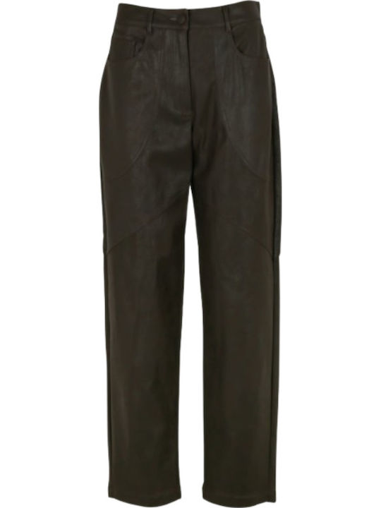 Langes Damen Stoffhose in Baggy Bein Stil Schwarz