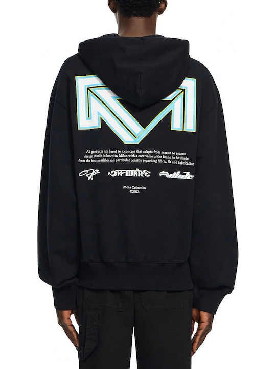 Off White Sweatshirt with Hood Black