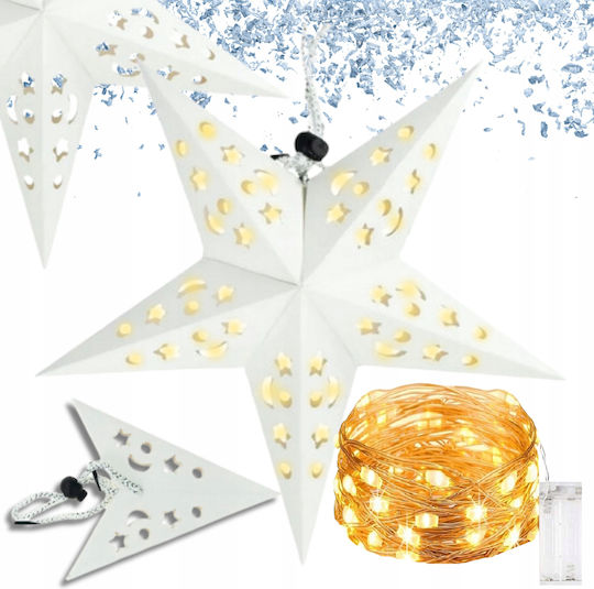 LED Paper Star With Glass Christmas Window Decoration Hanging Glass 3D