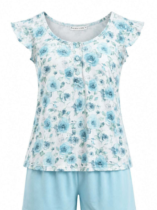 Passion Passion Sommer Schlafanzug & Pyjamas für Damen Hellblaue Passion Passion Sommer Schlafanzug & Pyjamas für Damen Hellblaue