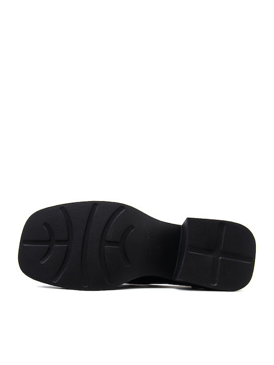 Dorah Leather Heels with High Heel Black