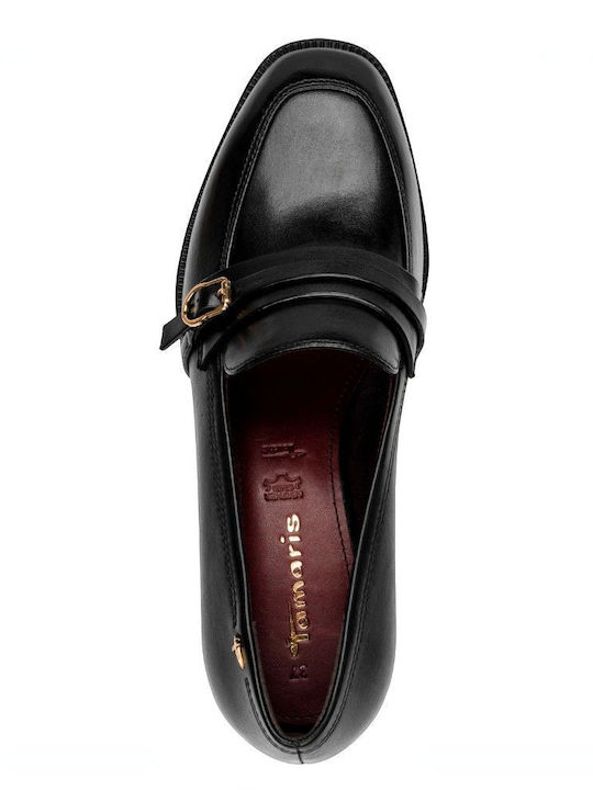 Leder Spitze Zehe Pumps mit Niedrigem Absatz Schwarz