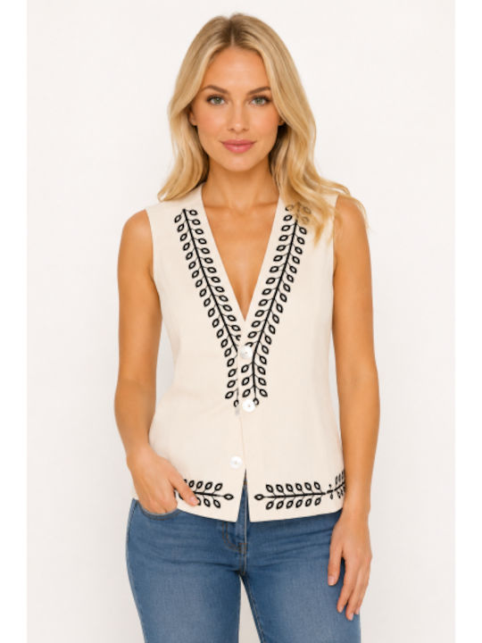 Women's Vest Ecru SC-C7454-26VE-Ecru