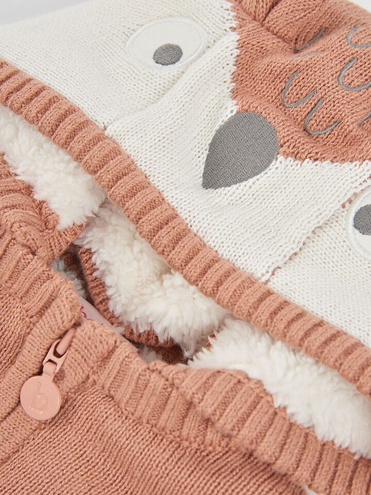 Kids Knitted Cardigan with Hood Brown