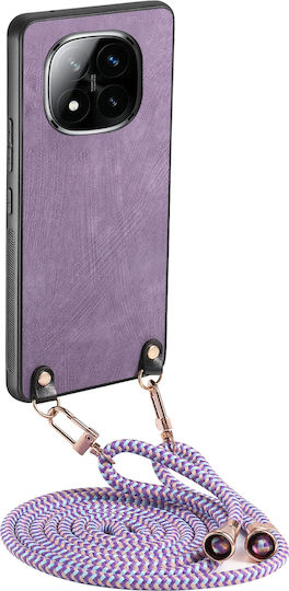 Forcell Xiaomi Redmi Back Cover Leather / Plastic / Synthetic Leather with Neck Strap Purple (Xiaomi 14 ProRealme 14 Pro)