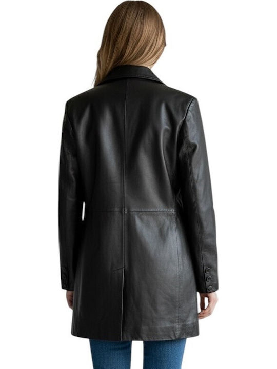 MARKOS LEATHER Sacou Dama Din Piele Negru