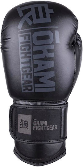 Okami Boxing Gloves Made of Synthetic Leather for Competition Black