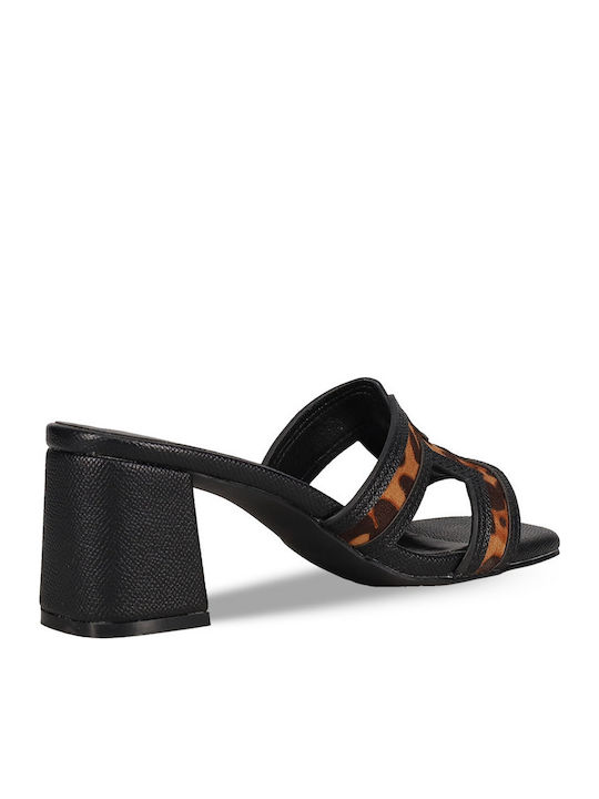 Women's Mules with Chunky Heel in Black Colour