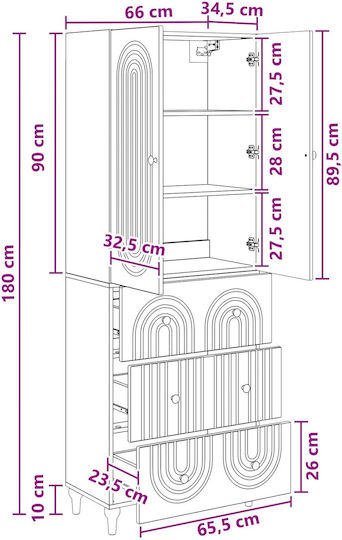 Βιβλιοθήκες Γκρι (2τμχ) 66x34.5x90εκ.