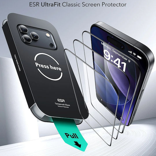 ESR Full Glue Tempered Glass 3τμχ (iPhone 17 / 17 Pro / 16 Pro)