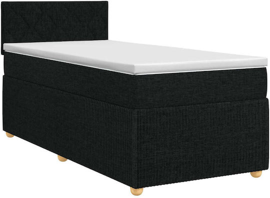 vidaXL Einzelbett Mit Stoff Schwarz Mit Lattenrost & Matratze 90x200cm