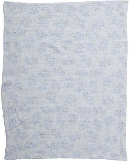 Nef-Nef Homeware Pătură De Înfășat Și Leagăn Teddy Pique Albastră Deschis Cu Animăluț 75x100cm
