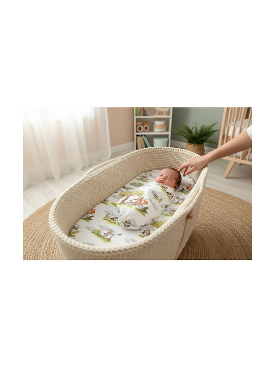 Qmini Lenjerie De Patut Bebe Pentru Cradle Din Bumbac Cu Cauciuc 80x35cm