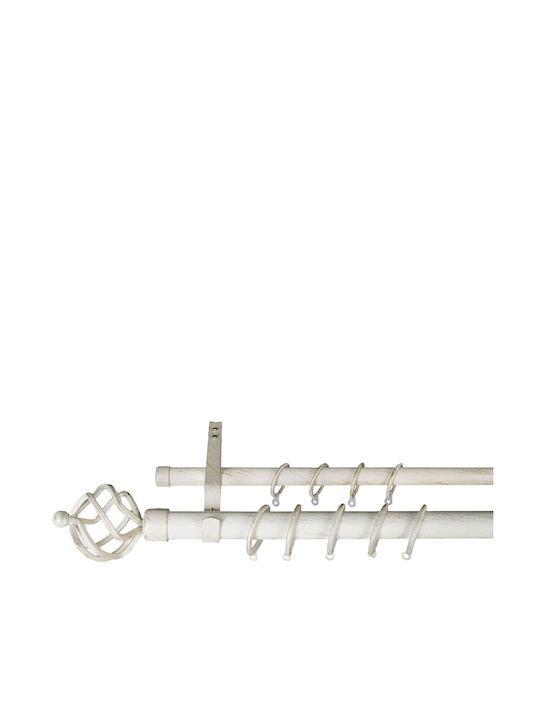 Extendable Metallic Curtain Pole Heaven Double with Rod 140-240cm White