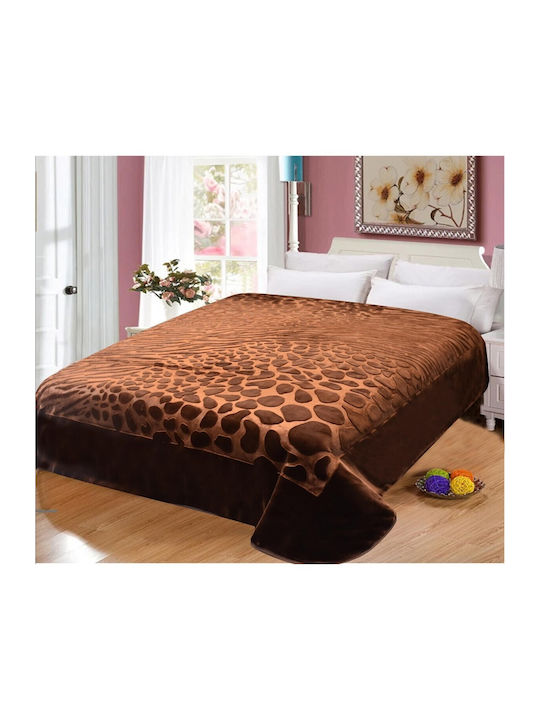 Kraft World Samtige Übergröße Decke 220x240cm Braun BLNKT-EMMOD-Braun