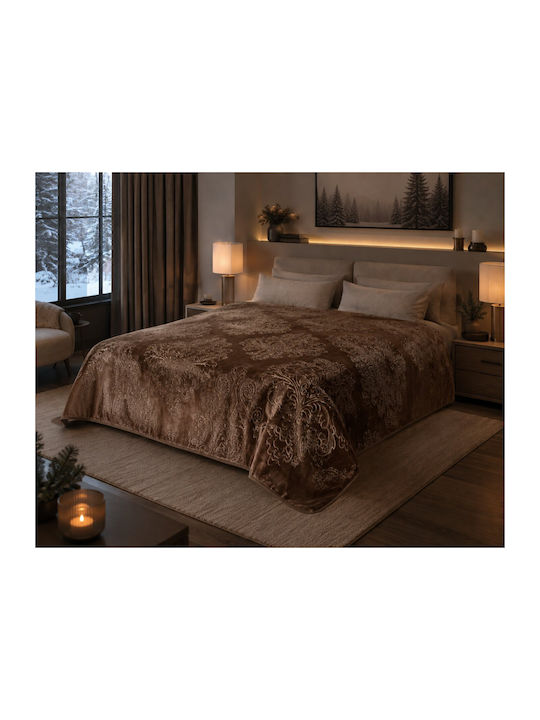Kraft World Samtige Übergröße Decke 220x240cm Braun BLNKT-EMCLA-Braun
