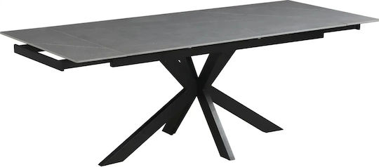 Duncan Extendable Table with Stone Surface Grey 160(+60)x90x75cm