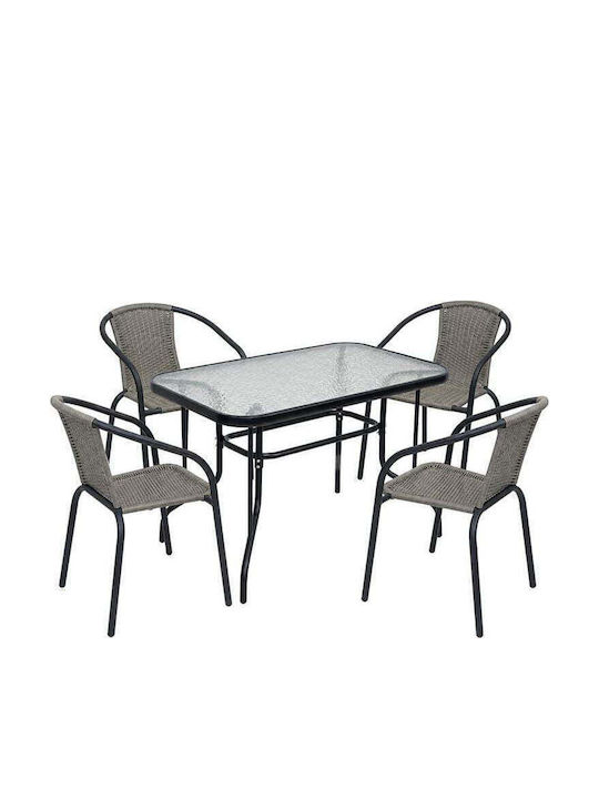 Baleno Garten- und Outdoor-Möbelsets 4 Stück Schwarz E240,18W