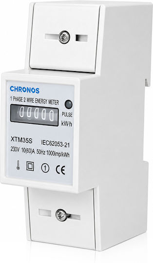 Chronos Kilowatt Meter Electric Panel Analog Rail Single-Phase 22-00702