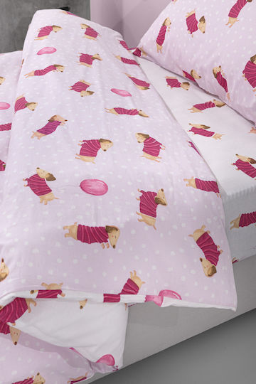 Saint Clair Conținut set Husă de pilotă pentru copii Single cu față de pernă Bumbac Fuchsia 160x220cm