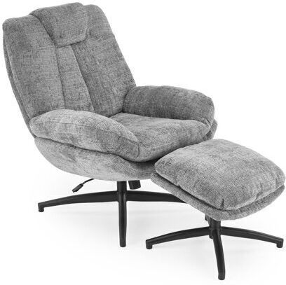 Houston 2179 Swivel Armchair with Footstool Light Grey 75x90x100cm