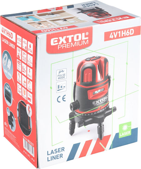 Extol Nivelator Laser Liniar cu Fascicul Verde 4V cu Distanță de Lucru 30m