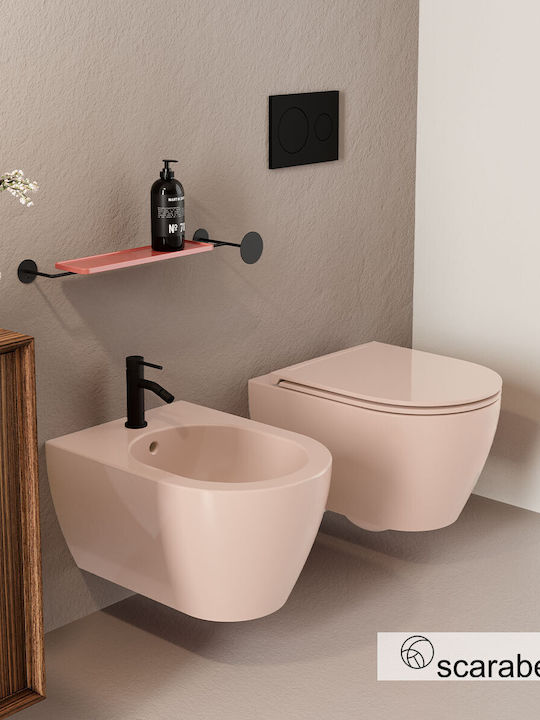 Scarabeo Wandhängende Toilette mit Deckel Sanftes Schließen Beige