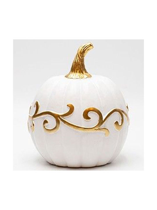 Decorative Pumpkin with Branches Polyresin White-Gold 13x13x15.5cm