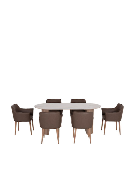 Set Mobila Living Mellow Cu 6 Scaune 180x90cm