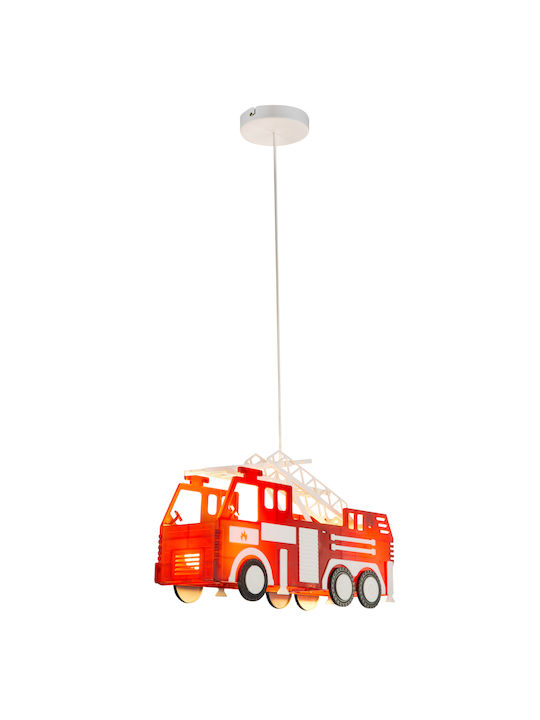 Globo Lighting Kids Plastic Single Ceiling Light E27 Pendant Red 13W 43x12cm