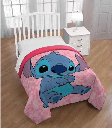 Disney Kinderdecke Einzel mit Microfaserfüllung Lilo Stitch Pink 160x240cm