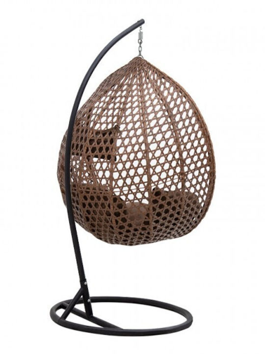 Morfeas Rattan Swing Nest with Stand Cappuccino L107xW107xH120cm