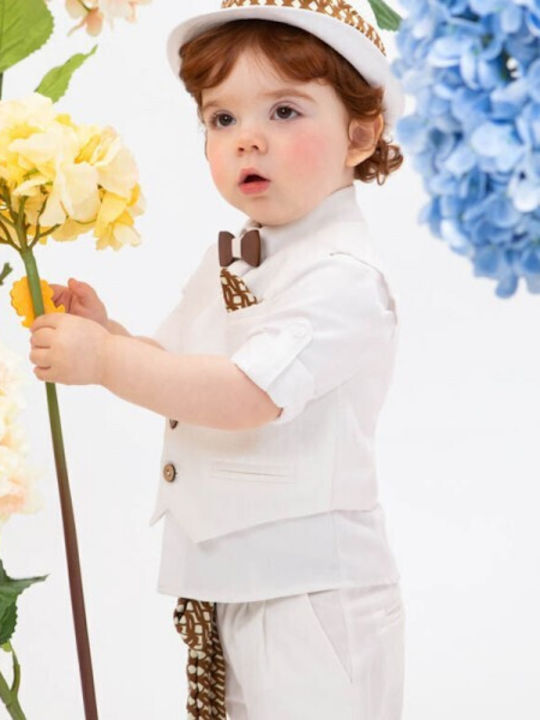 Bambolino Baptism Suit with Vest for Boy White