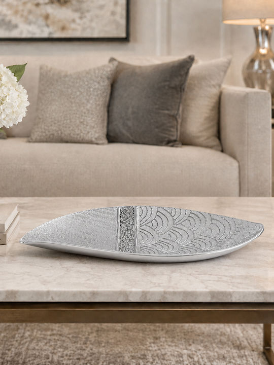 Karvounis Oval Ceramic Decorative Platter Diana Gray 35.5x18x7.5cm