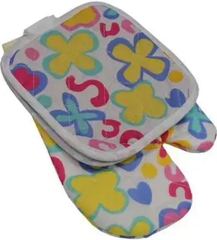 Sidirela Daisies Kitchen Glove & Pot Holder Set Fabric Blue 3pcs