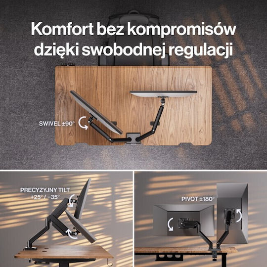Endorfy Atlas GS Double Стойка за бюро за 2 монитора с рамо