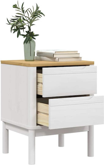 Bedside Table Made of Solid White Wood 45x39x57cm
