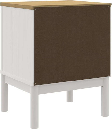 Bedside Table Made of Solid White Wood 45x39x57cm
