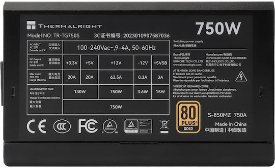 Thermalright Sursă de alimentare pentru computer 750W Neagră Full Wired 80 Plus Gold